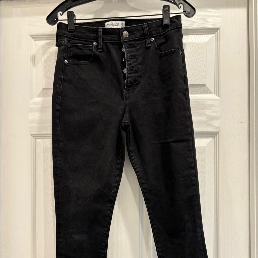 Abercrombie black, raw hem high rise super skinny ankle jeans.Size 28 curve love
